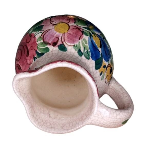 Syrup Jug GMUNDNER KERAMIK Austria Hand Painted Flowers Milk Pitcher - Picture 4 of 7